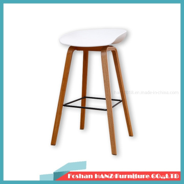 Modern Design Barstool Plastic Bar Chair with Wooden Leg